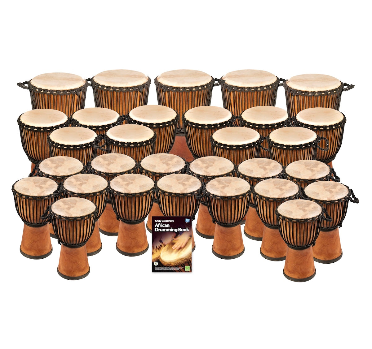 African Drumming 30 Wide Top Djembe Drum Pack