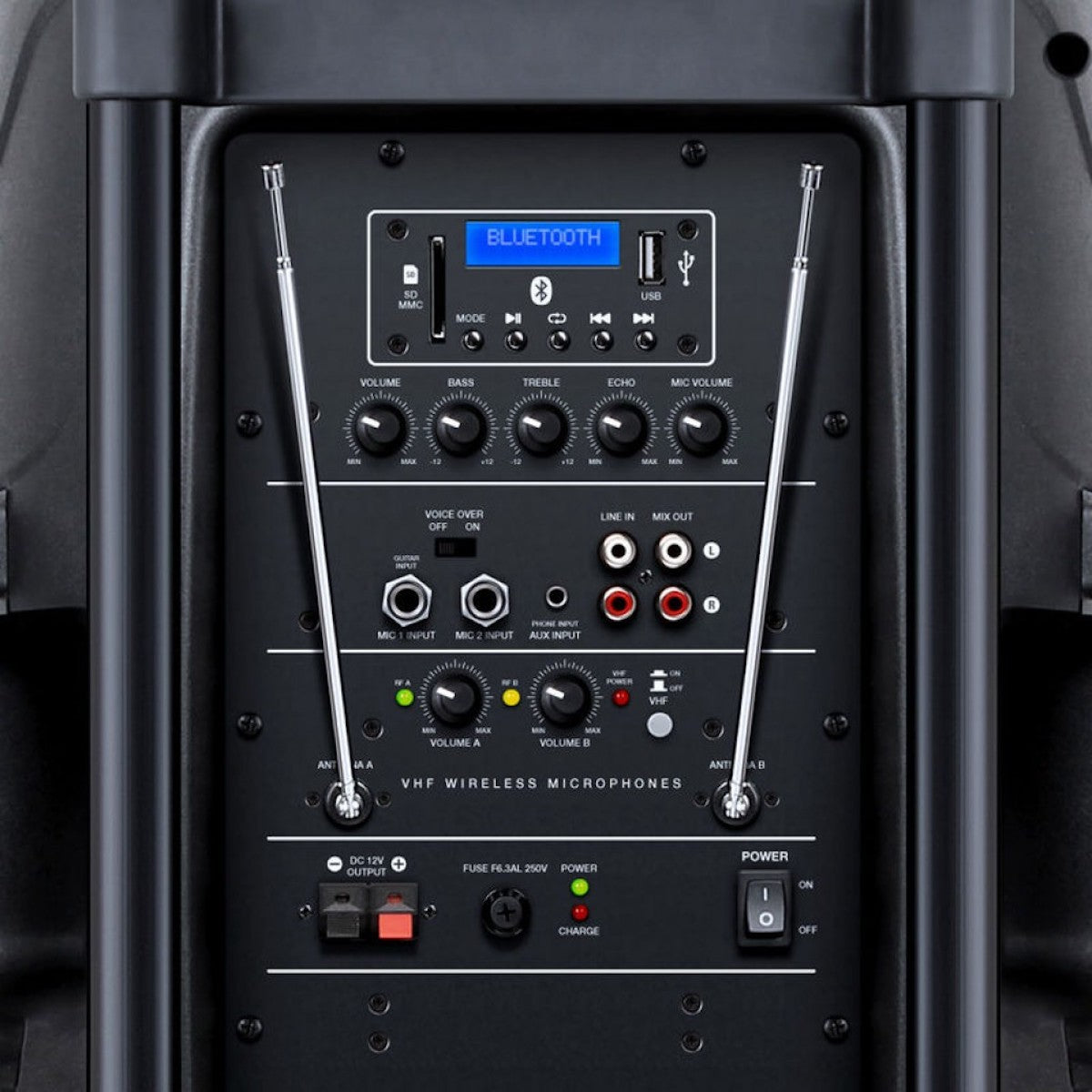 KAM Portable PA System with Two Microphones and Bluetooth (various sizes)