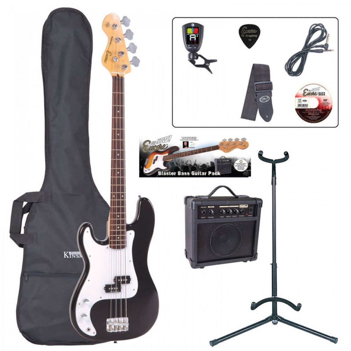 Encore E4 Bass Guitar Outfit (various colours)