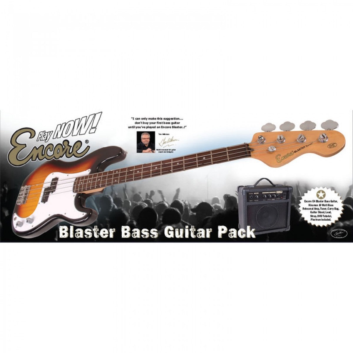Encore E4 Bass Guitar Outfit (various colours)